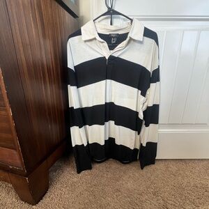 Forever 21 Monochrome Striped Polo